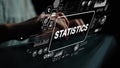 Modern Data Analysis Concept with User Typing on Keyboard Surrounded by Visual Statistics and Graphical Charts Royalty Free Stock Photo