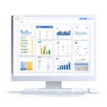 Modern Data Analytics Dashboard Interface Displayed on Desktop Computer Screen with Business Charts Reports and Performance Royalty Free Stock Photo