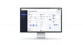 Modern Data Analytics on Desktop Monitor Showing Dashboard and Chart Isolated on White Seamless Studio Background Royalty Free Stock Photo