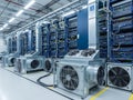 Modern data center with advanced cooling systems and network equipment Royalty Free Stock Photo