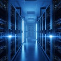 Modern Data Center Corridor With Illuminated Server Racks Royalty Free Stock Photo