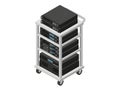 Modern data center equipment on mobile rack Royalty Free Stock Photo