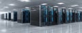The modern data center filled with advanced server technology and networking equipment. AI generated image Royalty Free Stock Photo