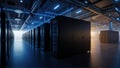 Modern Data Center with Futuristic Blue Lighting Royalty Free Stock Photo