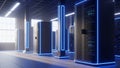 Modern data center with glowing servers and futuristic lighting Royalty Free Stock Photo