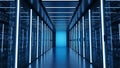 Modern Data Center With Illuminated Server Racks in Futuristic Corridor Royalty Free Stock Photo