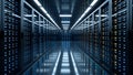 Modern Data Center with Illuminated Server Racks Royalty Free Stock Photo