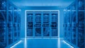 Modern Data Center with Illuminated Server Racks and Organized Cabling Royalty Free Stock Photo