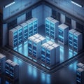 Modern Data Center with Illuminated Server Racks and Organized Cabling Royalty Free Stock Photo