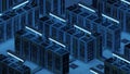 Modern Data Center With Illuminated Server Racks in Organized Layout Royalty Free Stock Photo