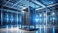 Modern data center infrastructure a sleek server rack in a high-tech facility. Generative AI Royalty Free Stock Photo