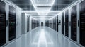Modern Data Center Interior Design with Server Racks and Lights Royalty Free Stock Photo