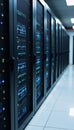 Modern data center with multiple server racks
