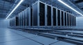 Modern data center with rows of high-performance server racks for cloud computing infrastructure. Royalty Free Stock Photo