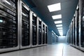 Modern Data Center with Rows of High-Performance Servers for Efficient Digital Information Storage Royalty Free Stock Photo