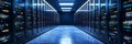 Modern Data Center with Rows of High-Performance Servers for Efficient Data Storage and Processing Royalty Free Stock Photo