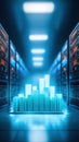 Modern data center with rows of powerful servers and network equipment, efficient technology infrastructure Royalty Free Stock Photo