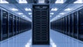 Modern data center with rows of server racks and advanced technology Royalty Free Stock Photo