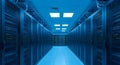 A modern data center with rows of server racks, showcasing advanced technology Royalty Free Stock Photo
