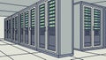 Modern Data Center with Rows of Server Racks, vector design Generative AI Royalty Free Stock Photo
