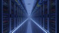 Modern Data Center With Rows of Servers and Blinking Lights Royalty Free Stock Photo