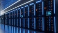 Modern data center with rows of servers Royalty Free Stock Photo