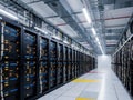 Modern data center with rows of servers Royalty Free Stock Photo