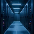 Modern Data Center Server Racks for Cloud Computing and Network Infrastructure Royalty Free Stock Photo