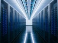 Modern Data Center Server Racks for Cloud Computing and Network Infrastructure Royalty Free Stock Photo