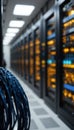 Modern Data Center Server Room with Network Cables Royalty Free Stock Photo