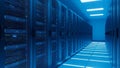 Modern Data Center Server Room With Rows of Rack Servers Royalty Free Stock Photo