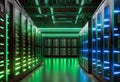 Modern data center with servers, corridor with computer equipment Royalty Free Stock Photo