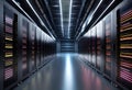 Modern data center with servers, corridor with computer equipment Royalty Free Stock Photo