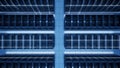 Modern Data Center Servers Rows with Blue Neon Lights - Technology and Cloud Computing Concept Royalty Free Stock Photo