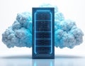 Modern data server with cloud integration on transparent background. Representing online storage, data security, digital Royalty Free Stock Photo