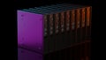 Modern data server stack with orange highlights on glossy black Royalty Free Stock Photo