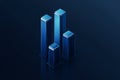 Modern data visualization: abstract bar chart in deep blue Royalty Free Stock Photo