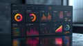 Modern Data Visualization Dashboard with Colorful Graphs and Charts Royalty Free Stock Photo
