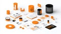 Modern Data Visualization Tools in Orange and Black Color Scheme for Business Analysis and Planning Royalty Free Stock Photo
