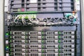 Modern database servers are connected to the switch in the server room rack. Hosting of popular portals is in the data center. The