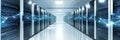 Modern Datacenter Servers With Glowing Network Connections, Bright White Floor, Big Data Concept Royalty Free Stock Photo