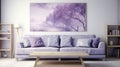 Modern decor elements in a stylish living room. Lavender