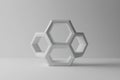 Modern decorative shelf design featuring six geometric hexagons in a minimalistic room. Generative AI Royalty Free Stock Photo