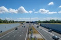 Modern deepened Highway A4, Delft-Schiedam, Netherlands, leading Royalty Free Stock Photo