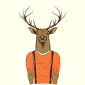 Modern deer hipster