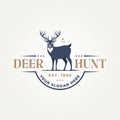 modern deer hunting icon logo template vector illustration design. minimalist hunting, wildlife, outdoors adventure logo concept Royalty Free Stock Photo