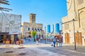 Modern Deira twin Towers from historic Al Seef neighborhood, on March 1 in Dubai, UAE Royalty Free Stock Photo