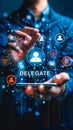 Modern Delegation Concept with a Businessperson Using Smartphone to Manage Team Responsibilities Virtually