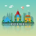 Modern Delhi City Skyline Design. India