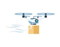 Modern Delivery Air Drone Flying with Package Box Royalty Free Stock Photo